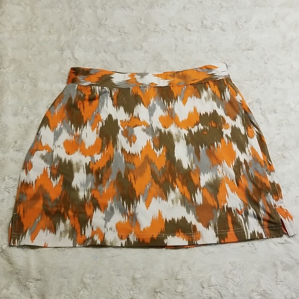 Callaway Golf Skort Womens Size Medium Orange White Pickleball Summer Tennis